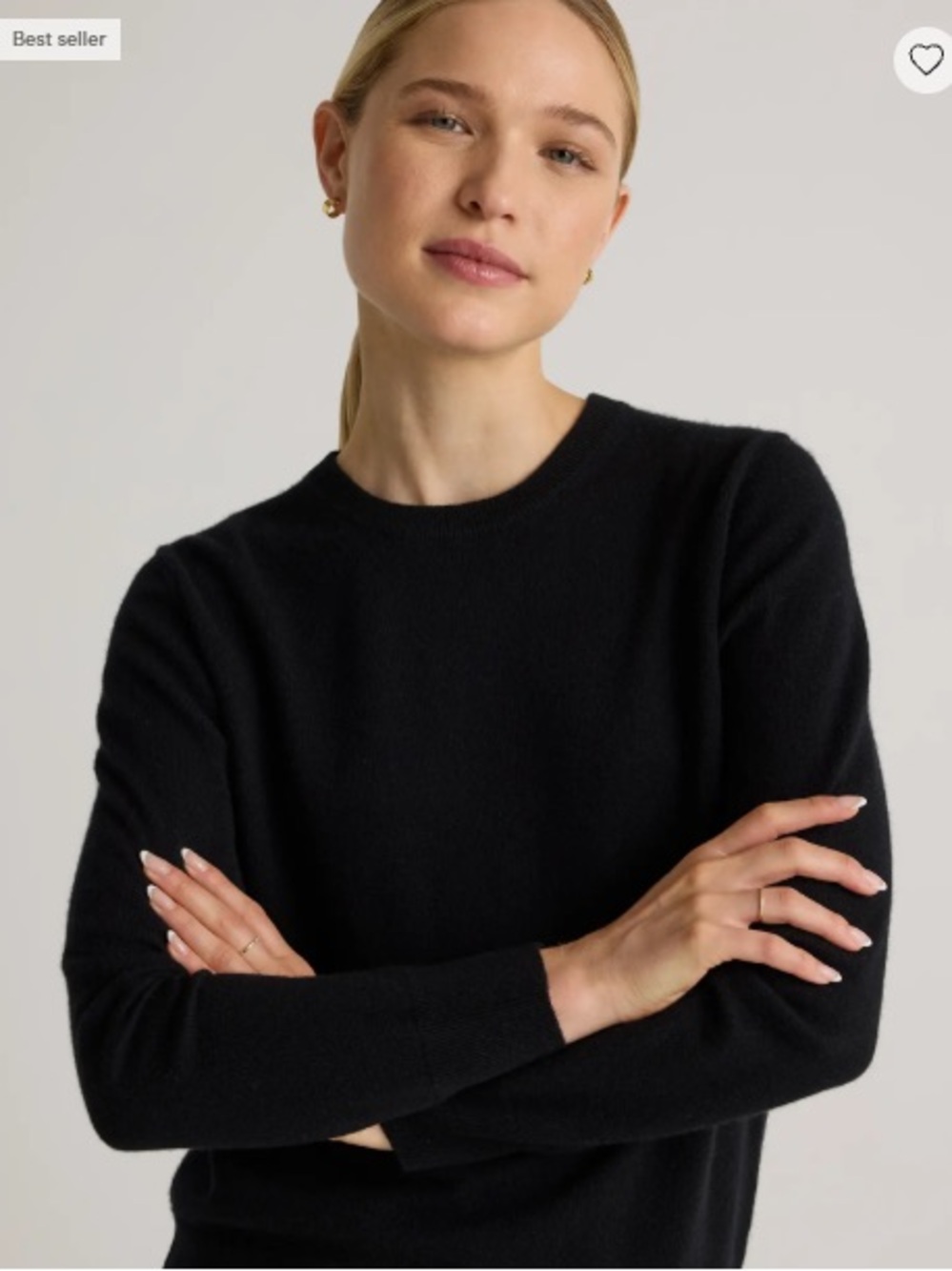 Quince 100% Cashmere Crewneck Sweater in Black Quiet Luxury Size Small